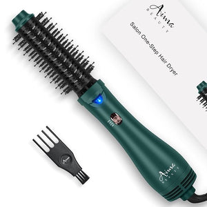 Aima Beauty Hair Dryer Brush One Step Hair Dryer &amp Volumizing Hot Air Brush 3 Heat/Speed Settings Advanced Ionic Technology Ceramic Coating Nylon Pins &amp Tufted Bristles Dark Green 1000W