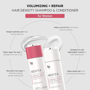 DS Labs Revita Volumizing Shampoo &amp Conditioner Set for Women ? For Fine Flat Thinning Hair Weightless Root Lift Supports Hair Density Sulfate-Free Color-Safe (205 mL Each 2 Count)