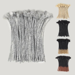 10 inch 40 Strands Loc Extensions Human Hair, 0.6cm Width Real Human Hair Dreadlocks Extensions for Man/Women Full Handmade Dreads Can be Dyed(Salt and Pepper)