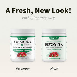Snap BCAA Powder Essential Amino Energy Supplement with Nitric Oxide Booster - Watermelon Flavor - Pre Workout Powder, Recovery Supplements Post Workout, Muscle Strength &amp; Performance (30 Servings