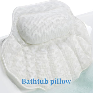 Super Thick Bath Pillow Soft and Comfortable Bath Pillow 4D mesh Fabric and 6 Non-Slip Suction Cups Used for Bathtub Head and Neck Support to Relax Family spa hot tub Essentials Ladies Bath Gift