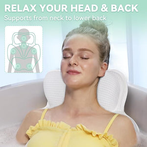 Bath Pillows for Tub - Luxury Bathtub Pillow Neck Head Back Support Soft 4D Mesh Fabric and Non-Slip Suction Cups &amp Quick Dry Fits All Tubs Bath Soaking Accessories Spa Gifts White