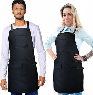 Under NY Sky Cross-Back Barber Apron ? Heavy-Duty Nylon, Water and Chemical Resistant, Flapped Pocket ? Adjustable for Men, Women ? Pro Hair Stylist, Salon, Colorist, Artist