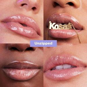 Kosas Wet Lip Oil Gloss - Hydrating Lip Plumping Treatment with Hyaluronic Acid &amp; Peptides, Non-Sticky Finish (Unzipped)