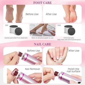 Electric Foot Callus Remover 2 in 1 Callus Remover for Feet 9 Adjustable Speeds with Sandpaper Disk and Nail Drill Bits Digital Display Rechargeable Pedicure Tools for Dead Skin(Pink)