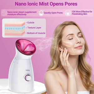 Facial Steamer Large 3-in-1, Towel Warmer &amp; Humidifier Mode, Nano-Ionic Face Steamer with Skin Care Tools, Facial Pores Deep Cleaning, Warm Mist Home Sauna Spa for Women, Birthday Gifts