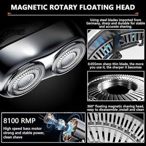 Portable Rotary Shaver Mini Electric Razor for Men Alloy Body &amp Magnetic Shaving Head Wet and Dry ShavingWaterproof Cordless Electric Razor with Travel CaseGift for BoyfriendFather