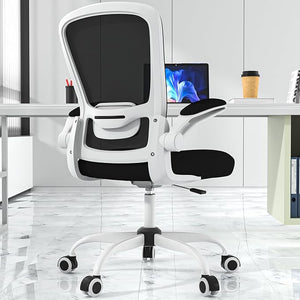 Mimoglad Ergonomic Office Chair - BIFMA Certified Flip-up Armrests &amp 135¡Æ Recline Adjustable Lumbar Support - Space-Saving Task Chair for Business/Team Office &amp Home (White Frame-Black 300l