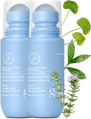 G H Protect Antiperspirant Deodorant All-Skin-Type Roll-On 2X3.38 fl.oz(MFG Date Printed)Plant-Based Ingredients w/PrebioticsStay Fresh &amp Dry w/o White Marks on Skin/ClothesFINAL SALE w/o RETUR