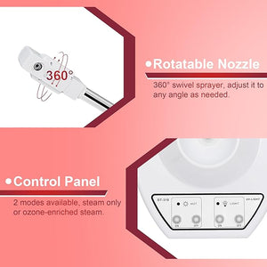 Facial Steamer On Wheels Professional Face Steamer Machine for Home Spa Facial Deep Cleaning, Ionic Ozone Hot Mist Skin Care Equipment with Stand