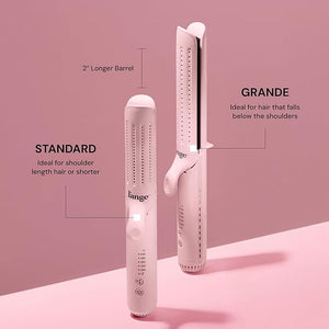 L'ANGE HAIR Le Duo Grande 360¡Æ Airflow Styler | 2-in-1 Curling Wand &amp Titanium Flat Iron Professional Hair Straightener and Curler with Cooling Air Vents to Lock in Style (Blush)