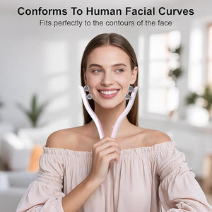 Multi-Functional Face Lifting Device, V Roller Face Lift, Tightening, Skin Care, Double-Sided Roller Design, Type-C Fast Charging, Portable Beauty Device with 3 Adjustable Settings (White)