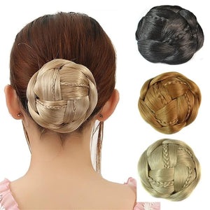 SONGCHAO Fake Hair Bun 1 Pack Synthetic Hair Bun Ponytail Hair Extensions Donut Bun Elaborate Braided Braid Bun Wig Claw Clip On Hair Bun Hair Accessories (Color : J18-18)