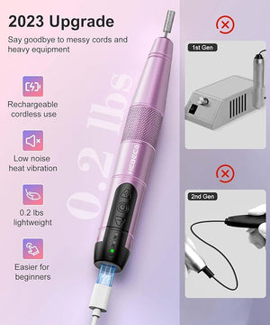 Electric Nail Drill Cordless Electric Nail File Buffer Drill Machine for Natural Acrylic Gel Nails Rechargeable Electric Manicure Pedicure Set