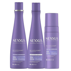 Nexxus HY-VOLUME Weightless Lift Shampoo Conditioner &amp Foam 3 Pack PROTEIN FUSION with Collagen Protein &amp Hyaluronic Acid For Flat &amp Limp Hair for 48 Hours of Volume 13.5 fl oz &amp 5.5