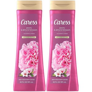 Caress Moisturizing Peony &amp Almond Blossom Body Wash for Fresh Smooth Skin Body Soap to Soothe &amp Unwind 20 Fl Oz (Pack of 2)
