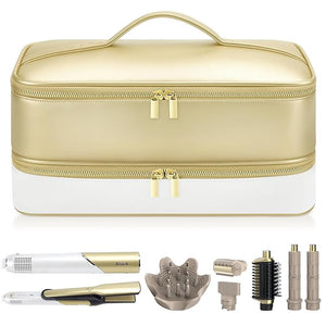 Travel Hair Dryer Case for Shark Glam Portable Hair Tools Bag for Shark FlexFusion Double-Layer Storage Carrying Case for Shark FlexStyle Blow Dryer Silki Straightener &amp Glossi Attachments Hold