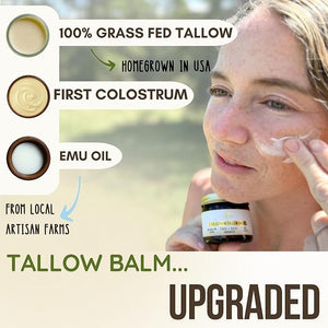 100% Grass Fed Tallow Balm with Colostrum &amp Emu Oil - Handmade Whipped Beef Tallow for Face and Body Sensitive Skin Tallow Moisturizer made with True First Colostrum