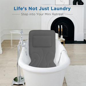Full Body Bath Pillow for Tub, Extra Thick 4D Air Mesh &amp; Quick-Dry Spa Pillow for Head Neck and Beck Support, Non-Slip Suction Cups Fits All Tubs - Luxury Bath Accessories for Relaxation, Grey (Gr