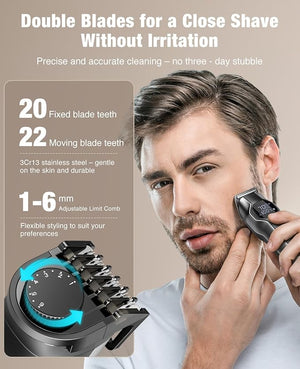 kensen Beard Trimmer for Men - 14 Piece Professional Mens Grooming Kit Multi Groomer for Beard face Nose Ear Hair Trimmer Hair Cutting kit IPX7 Wet &amp Dry Use 210 Mins Shaving Gifts for Him &amp
