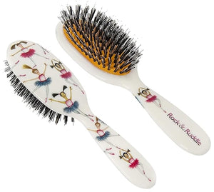 Rock &amp Ruddle Natural Mixed Boar Bristle Hair Brush for Women and Kids (Small/Travel Size 17.5cm) - Perfect for Wet or Dry Hair Detangling Smoothing Blowdrying - Made in UK - Ballet Dancers Desi