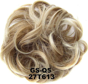 Hair Bun 1 Pack Messy Bun Hair Hoops Ponytail Hair Extensions Synthetic Donut Hair Bun Curly Wavy Hair Bun Wigs for Women Hair Bun Piece(27T613)