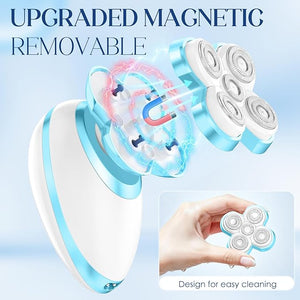 Electric Razors for Women Legs, Upgraded Magnetic Flawless Electric Shaver for Women, Rechargeable Waterproof Women's Bikini Trimmer for Arms Legs and Pubic Area (Blue)