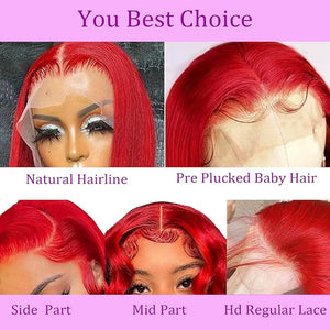 PANDA ANGEL 22 Inch Burgundy Lace Front Wigs Human Hair Straight Dark Red Glueless Wig Pre Plucked Red Burgundy Straight Human Hair Wigs for Black Women 13x4 Hd Transparent Lace Frontal Wigs