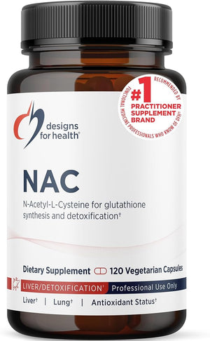 Designs for Health NAC - 900mg N-Acetyl-L-Cysteine Antioxidant Glutathione Precursor - Detox + Workout Recovery Support - Non-GMO + Gluten Free Supplement (120 Capsules)