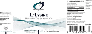 Designs for Health L-Lysine HCL Pills 1500mg - Amino Acid Lysine Hydrochloride Nutritional Supplement for Adults - Immune + Bone Health Support - Vegan + Non-GMO (120 Capsules)