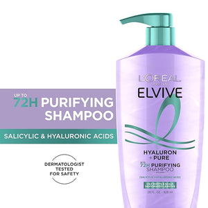 L'Oreal Paris Elvive Hyaluron + Pure Shampoo and Conditioner Set Clarifying Shampoo and Rehydrating Conditioner with Salicylic Acid and Hyaluronic Acid 1 Kit