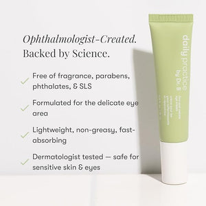 Daily Practice by Dr. B Firm and Restore Eye Cream - Anti-Aging Under Eye Cream with Peptides &amp Hyaluronic Acid - Brightening Hydrating for Dark Circles &amp Puffiness - Paraben &amp Phthalate-