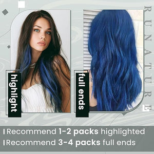 RUNATURE I Tip Hair Extensions Human Hair Blue Hair Extensions for Party 20 Inch Real Hair Itip Human Hair Extensions Long Remy Cold Fusion Hair No Shedding 25g 25s