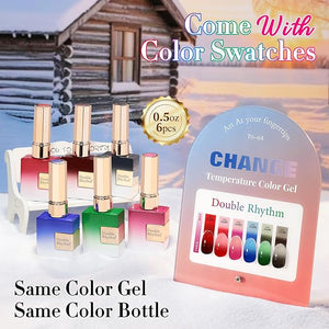 Double Rhythm 6 Pcs 15 ML Gel Polish Set Same Color Same Bottle Soak Off Gel Polish Kit Nail Art Manicure Salon DIY at Home for Women (Burgundy Blue Green Pink Purple -T6-64)