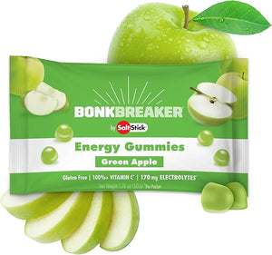SaltStick Energy Gummies with Electrolytes 10 Packs of Green Apple Easy to Chew Electrolyte Gummies Energy Chews That Taste Great. 10 Packs 80 Gummies