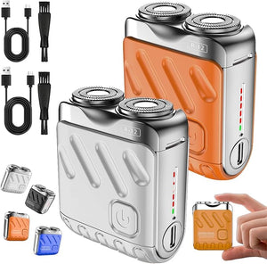 Portable Rotary Dual Ring Electric Shaver, Washable Double Head Mini Electric Shaver with High-Speed Motor, Small USB Rechargeable Waterproof Razor for Men, Easy Cleaning for Home &amp; Travel (Mixed2