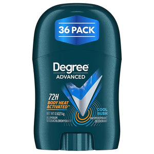 Degree Men Travel Deodorant Bulk Cool Rush 36-Pack ? 72H Body Heat Activated Mini Antiperspirant 0.5 Oz Ea