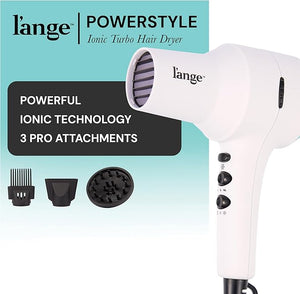 L'ANGE HAIR PowerStyle Ionic Turbo Hair Dryer | 1875W Fast Drying &amp Precision Styling for Long-Lasting Frizz-Free Looks | Advanced Ionic Technology Smooths &amp Shines Hair (White)