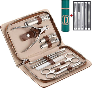 Stainless Steel Nail Clippers Toenail ingrown Clipper Set 16 in 1 Pedicure Personal Care Tool Thick toenail Nail File Acne Needle Blackhead Remover Acne Eyebrow Clipping Foot Skin