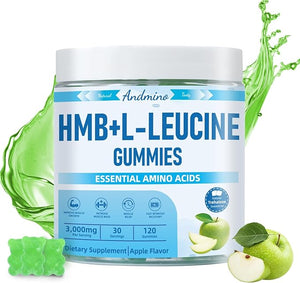 HMB and L-Leucine Gummies 3000mg with Trehalose for Muscle Growth Muscle Relief and Workout Recovery for Adults &amp Elder Non-GMO Vegan Gluten Free Apple Flavor 120