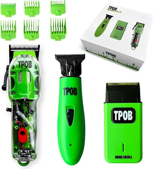 TPOB Slime 2 Barber Hair Clippers Trimmer Shaver Set for Men with Matte Green Case and X Fade Blade