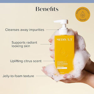 Medix 5.5 Radiant Glow Vitamin C Body Wash W/Niacinamide | Citrus Scented Gentle Body &amp Face Cleanser For Women Men Dry Skin &amp Smoother-Looking Skin | Removes Dirt Oil &amp Impurities 2