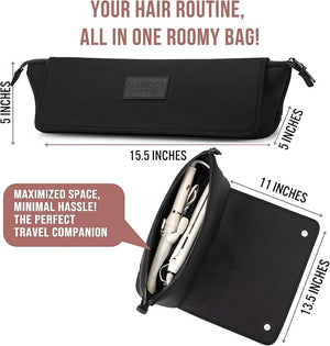 BAREFOOT CARIBOU Hair Tools Travel Bag and Heat Resistant Mat for Flat Irons, Straighteners, Curling Iron, and Haircare Accessories, 2-in-1 design, with Interior Pockets, Portable Organizer