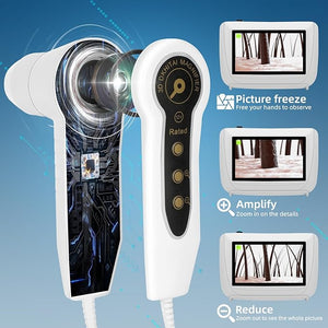 Skin Hair Analyze Scalp Analysis Machine 5 Inch LCD Screen Rechargeable Digital Scanner for Skin &amp Hair Analysis 50x/200x DualHeads Digital Skin Health Detection Use for Home and Salon