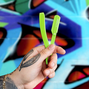 GRAVITY RAZORS Professional Straight Razor Kit ? Minimal Exposure, Includes 10 Premium Blades, 0.5mm Exposed, Green