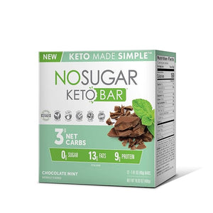 No Sugar Keto Bar Snack - Low Carb No Sugar Keto Snack Food with Keto Friendly Macros (12 x 1.41oz Bars Chocolate Mint)