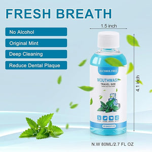 25 pcs Travel Size Mouthwash Bulk Mini Mouthwash 80ml/2.7fl oz Fresh Mint Portable Mouthwash Individual Mouthwash Bottles for Travel Toiletry Kits