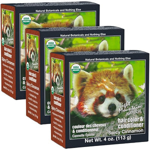 Light Mountain Henna Hair Color &amp Conditioner - Spicy Cinnamon Hair Dye for Men/Women Organic Henna Leaf Powder and Botanicals Chemical-Free Semi-Permanent Hair Color 4 Oz (Pack of 3)