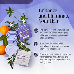 Kitsch Toning Purple Shampoo &amp Conditioner Bar Set For Blondes &amp Color Treated Hair - With Biotin for Strengthening &amp Neutralizing Brassy Tones - Vegan Silicone &amp Sulfate Free - Made
