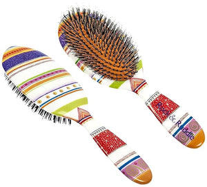 Rock &amp Ruddle Natural Mixed Boar Bristle Hair Brush for Women and Kids (Large 21cm) - Perfect for Wet or Dry Hair Detangling Smoothing Blowdrying - Designed &amp Made in UK - Folio Society Strip